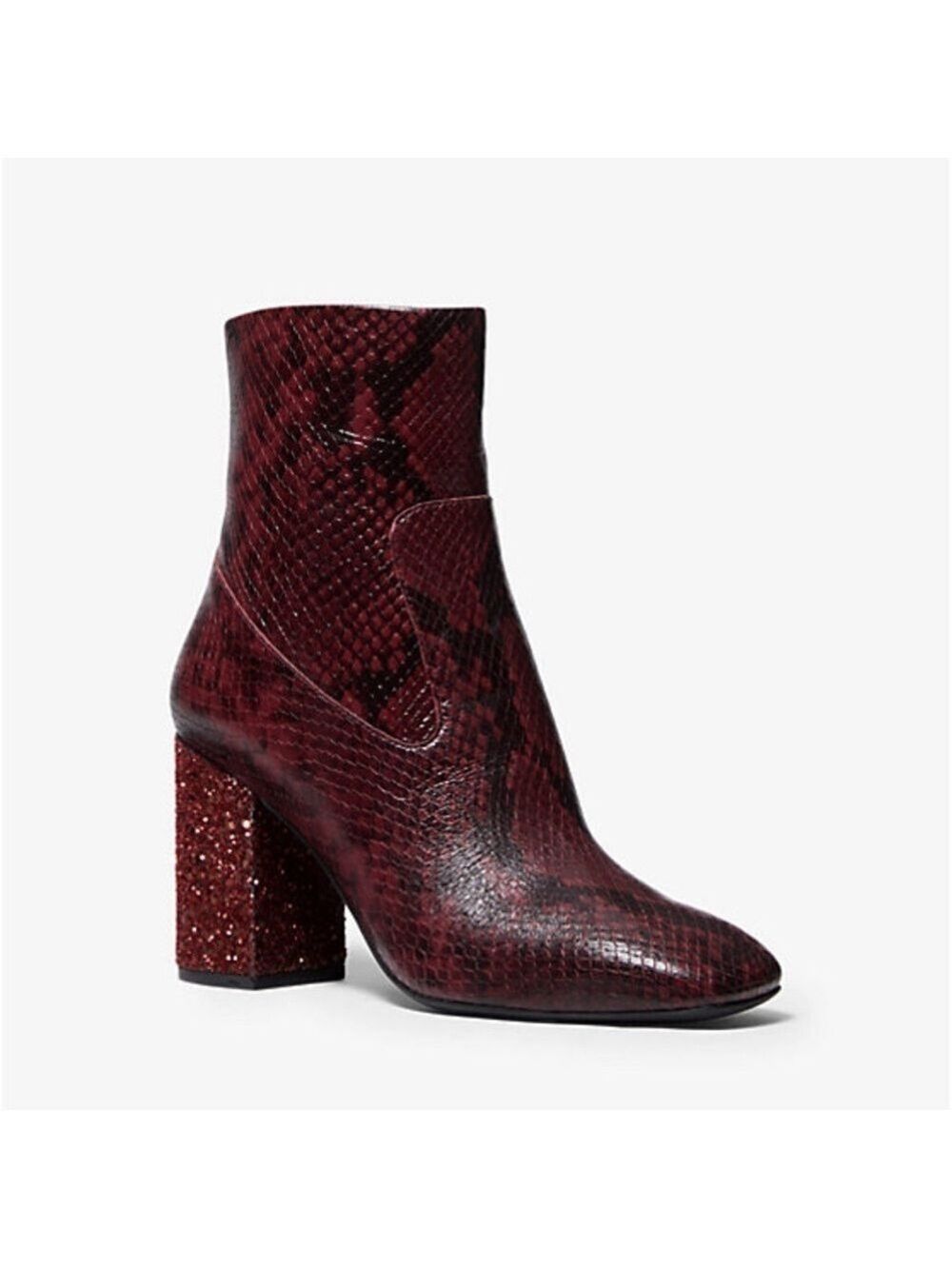 Michael Kors Red Snake Print Ankle Boots